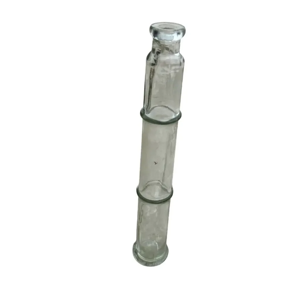 Vintage Lutex Green tint glass Stem Vase/Bottle Bamboo Design 12.5”